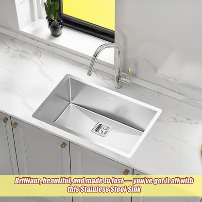 810x505mm Handmade 1.5mm Stainless Steel Undermount / Topmount Kitchen Sink with Square Waste - TRENDZ