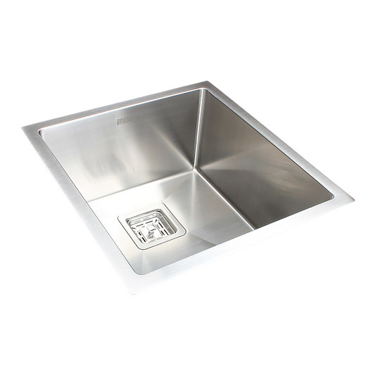 430x455mm Handmade 1.5mm Stainless Steel Undermount / Topmount Kitchen Sink with Square Waste - TRENDZ