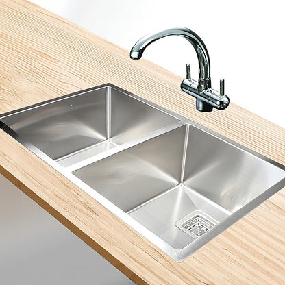 835x505mm Handmade 1.5mm Stainless Steel Undermount / Topmount Kitchen Sink with Square Waste - TRENDZ