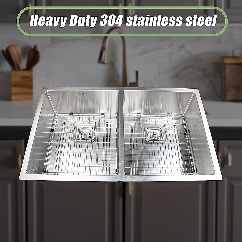 835x505mm Handmade 1.5mm Stainless Steel Undermount / Topmount Kitchen Sink with Square Waste - TRENDZ