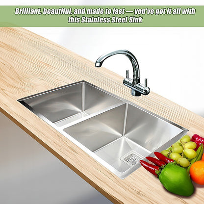 835x505mm Handmade 1.5mm Stainless Steel Undermount / Topmount Kitchen Sink with Square Waste - TRENDZ