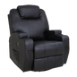 Black Massage Sofa Chair Recliner 360 Degree Swivel PU Leather Lounge 8 Point Heated - TRENDZ