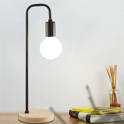 Modern Table lamp Desk Light Timber Base Bedside Bedroom Black - TRENDZ
