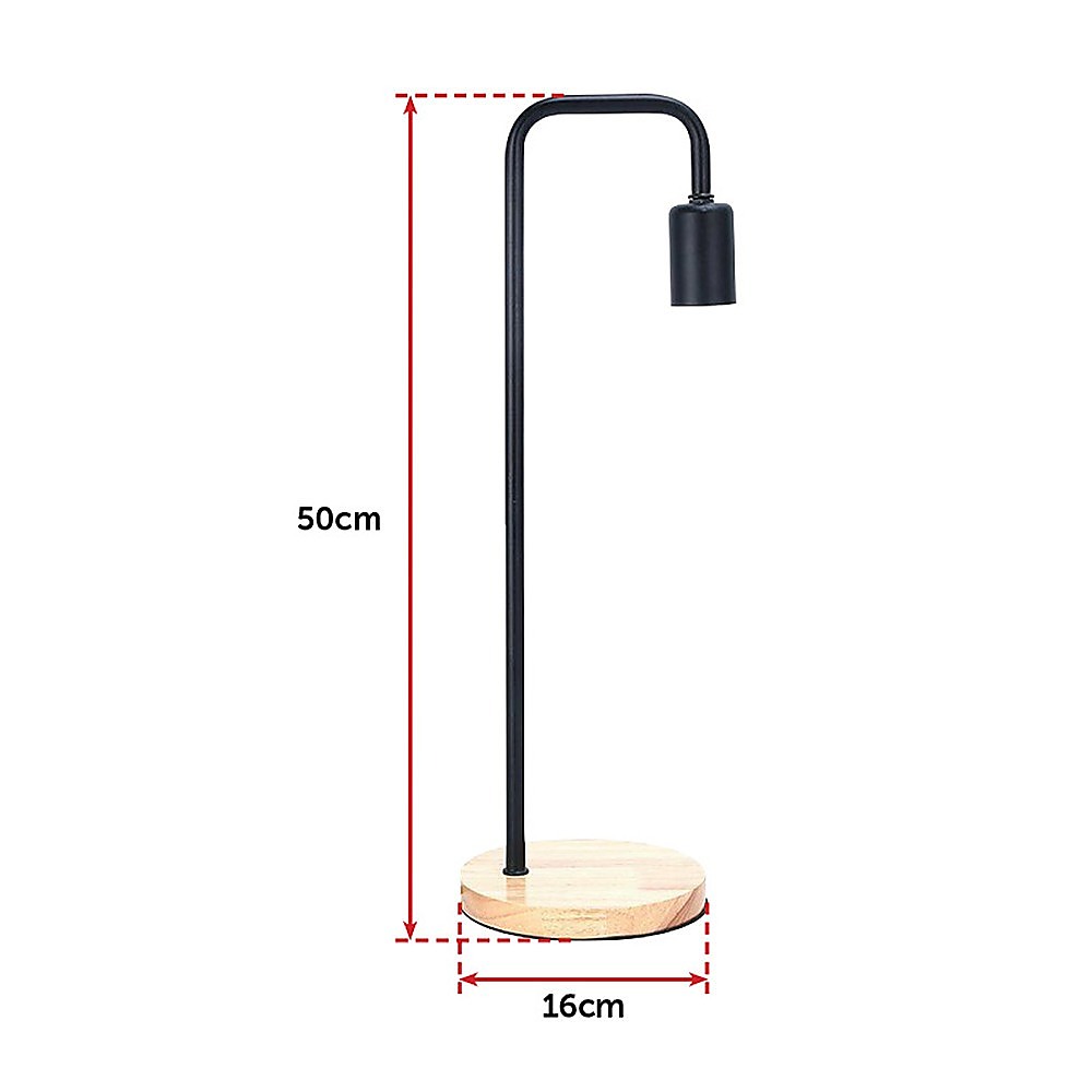 Modern Table lamp Desk Light Timber Base Bedside Bedroom Black - TRENDZ