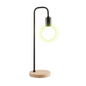 Modern Table lamp Desk Light Timber Base Bedside Bedroom Black - TRENDZ