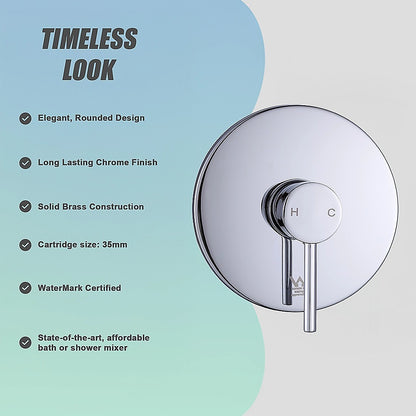 Della Francesca Shower/Bath Mixer Tap – Chrome Rounded Design