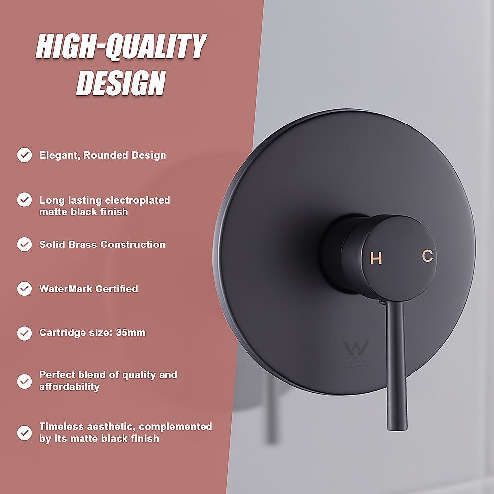 Shower Bath Mixer Tap Bathroom Electroplated Matte Black - TRENDZ