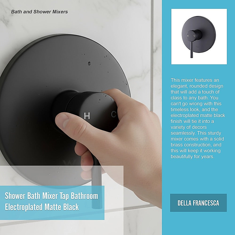 Della Francesca Shower/Bath Mixer Tap – Electroplated Matte Black