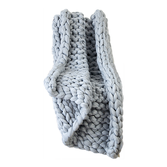 Hand Knitted Chunky Blanket Thick Acrylic Yarn Blanket Home Decor Throw Rug - Grey - TRENDZ
