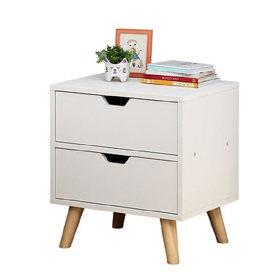 Bedside Tables Drawers Side Table Nightstand White Storage Cabinet Wood - TRENDZ