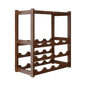 Bamboo Wine Rack Free Standing 15 Bottles with 6 Glasses Holder Storage in Dark Brown