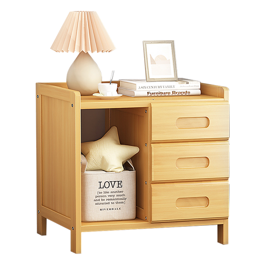 Bamboo Bedside Table Nightstand Storage Bedroom Sofa Side Stand - TRENDZ