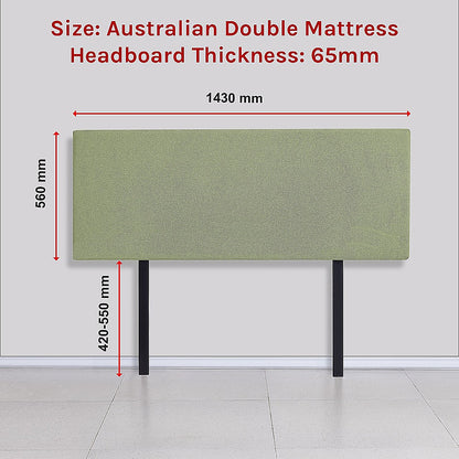 Linen Fabric Double Bed Deluxe Headboard Bedhead - Olive Green
