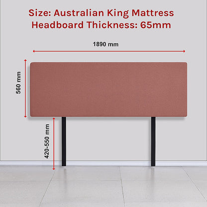 Linen Fabric King Bed Deluxe Headboard Bedhead - Pearl Copper Brown