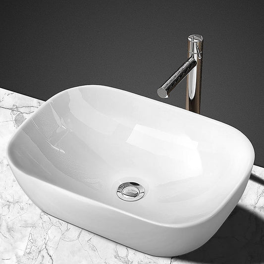 Ceramic Bathroom Basin Vanity Sink Oval Above Counter Top Mount Bowl - TRENDZ