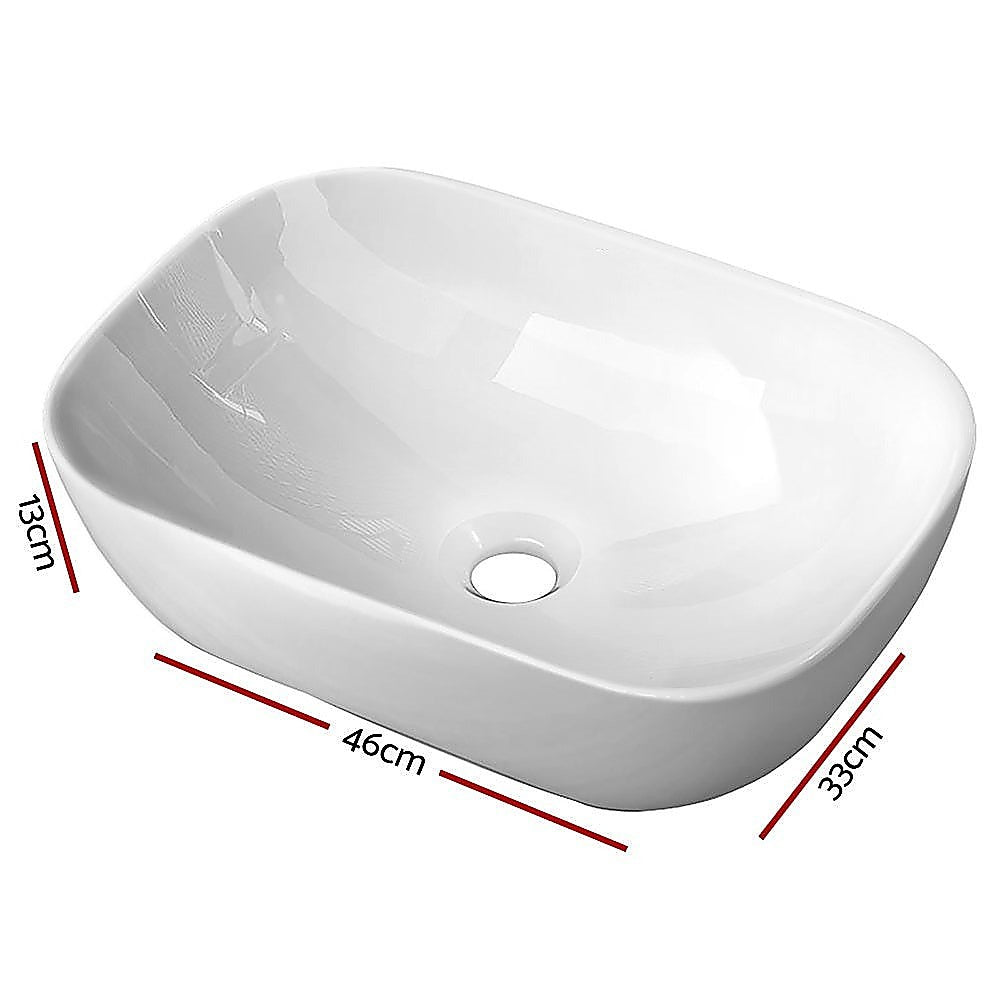 Ceramic Bathroom Basin Vanity Sink Oval Above Counter Top Mount Bowl - TRENDZ