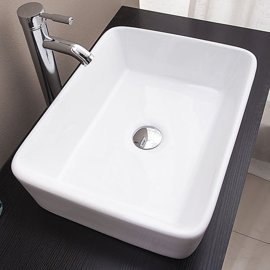 Ceramic Bathroom Basin Vanity Sink Square Above Counter Top Mount Bowl - TRENDZ