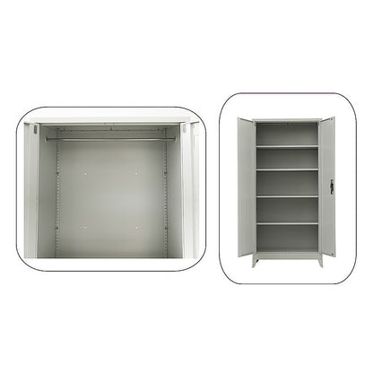 Two-Door Metal Cabinet Shelf Storage for Home Office Gym
