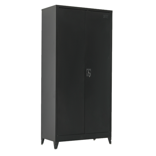 Two-Door Metal Cabinet Shelf Storage for Home Office Gym - TRENDZ