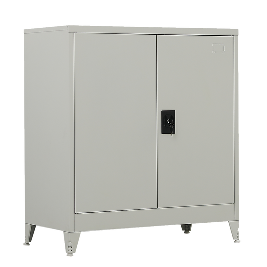Two-Door Metal Short Cabinet Shelf Storage for Home Office Gym - TRENDZ