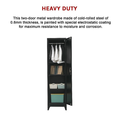 Single-Door Metal Tall Cabinet Shelf Storage for Home Office Gym - TRENDZ