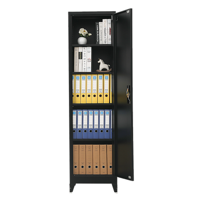 Single-Door Metal Tall Cabinet Shelf Storage for Home Office Gym - TRENDZ