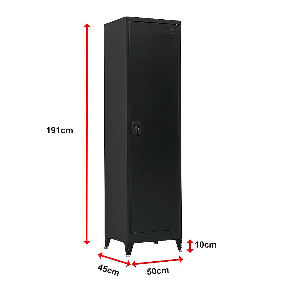 Single-Door Metal Tall Cabinet Shelf Storage for Home Office Gym - TRENDZ