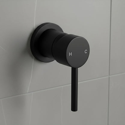 Della Francesca Round Shower & Bath Mixer Tap – Matte Black | Solid Brass, WaterMark Certified