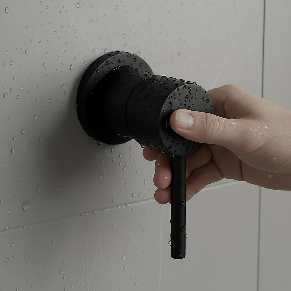 Della Francesca Round Shower & Bath Mixer Tap – Matte Black | Solid Brass, WaterMark Certified
