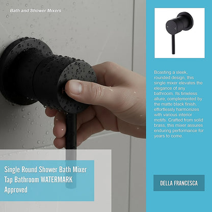Della Francesca Round Shower & Bath Mixer Tap – Matte Black | Solid Brass, WaterMark Certified