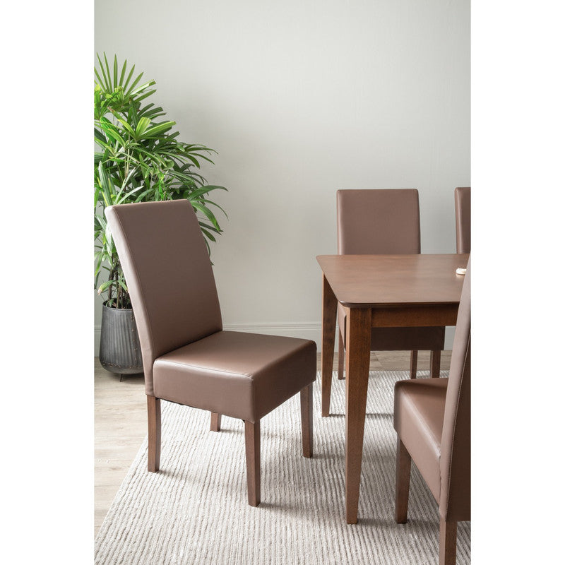 ALLEGRO Dining Table + 4x MESI Dining Chair + MESI Bench - 6 Piece Dining Set - Cocoa - TRENDZ