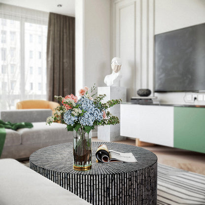 CORDELIA ROUND MOTHER OF PEARL COFFEE TABLE - TRENDZ