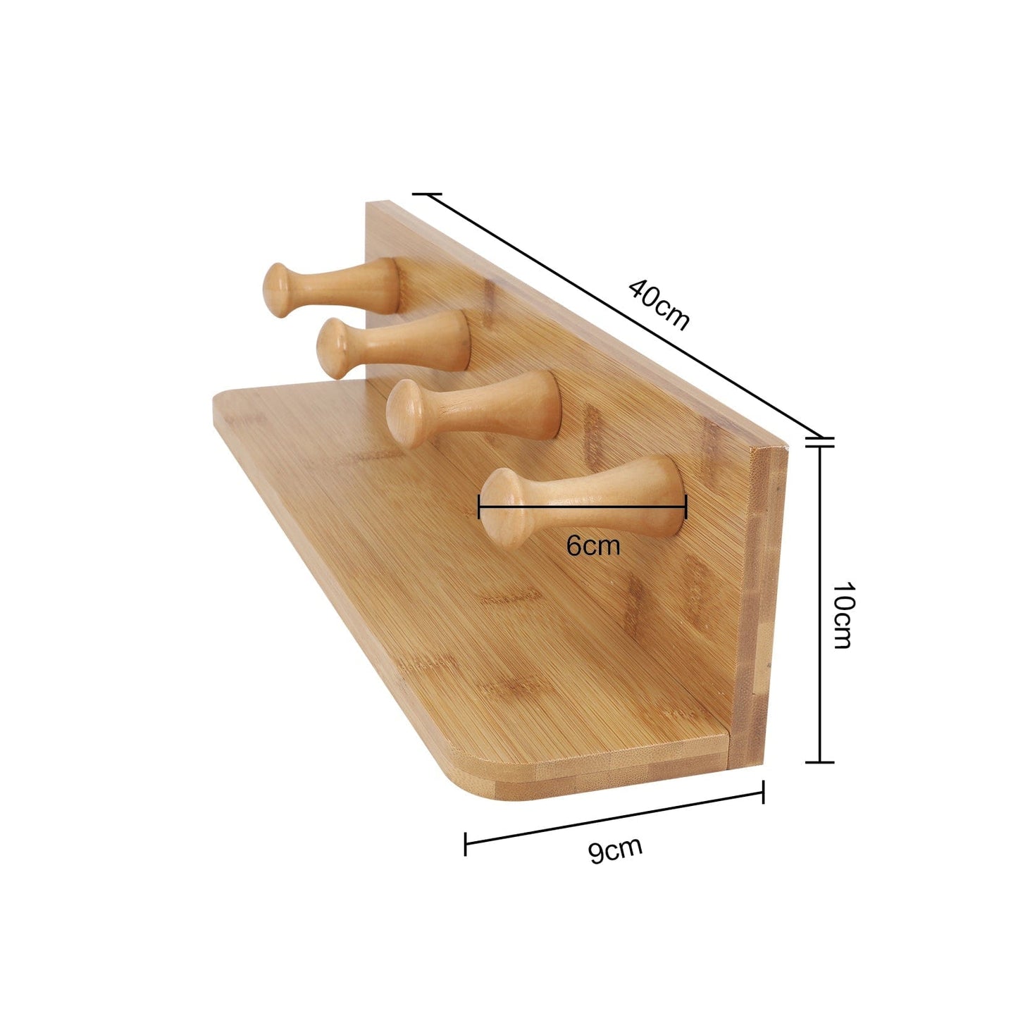 Bamboo Wall Hooks and Shelf - TRENDZ