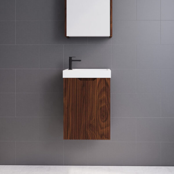 450*250*553mm Vienna Brown Oak Wall Hung Mini Vanity For Small Bathroom - TRENDZ