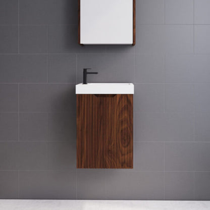 450*250*553mm Vienna Brown Oak Wall Hung Mini Vanity For Small Bathroom - TRENDZ
