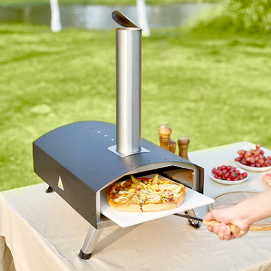 VEVOR Outdoor Pizza Oven, 12-inch, Wood Pellet and Charcoal Fired Pizza Maker, Portable Outside Stainless Steel Pizza Grill with Pizza Stone, Waterproof Cover, Shovel, Wood Burner for Backyard Camping