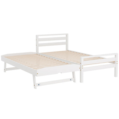 Artiss Bed Frame Single Size 2-in-1 Trundle Wooden White AVIS - TRENDZ