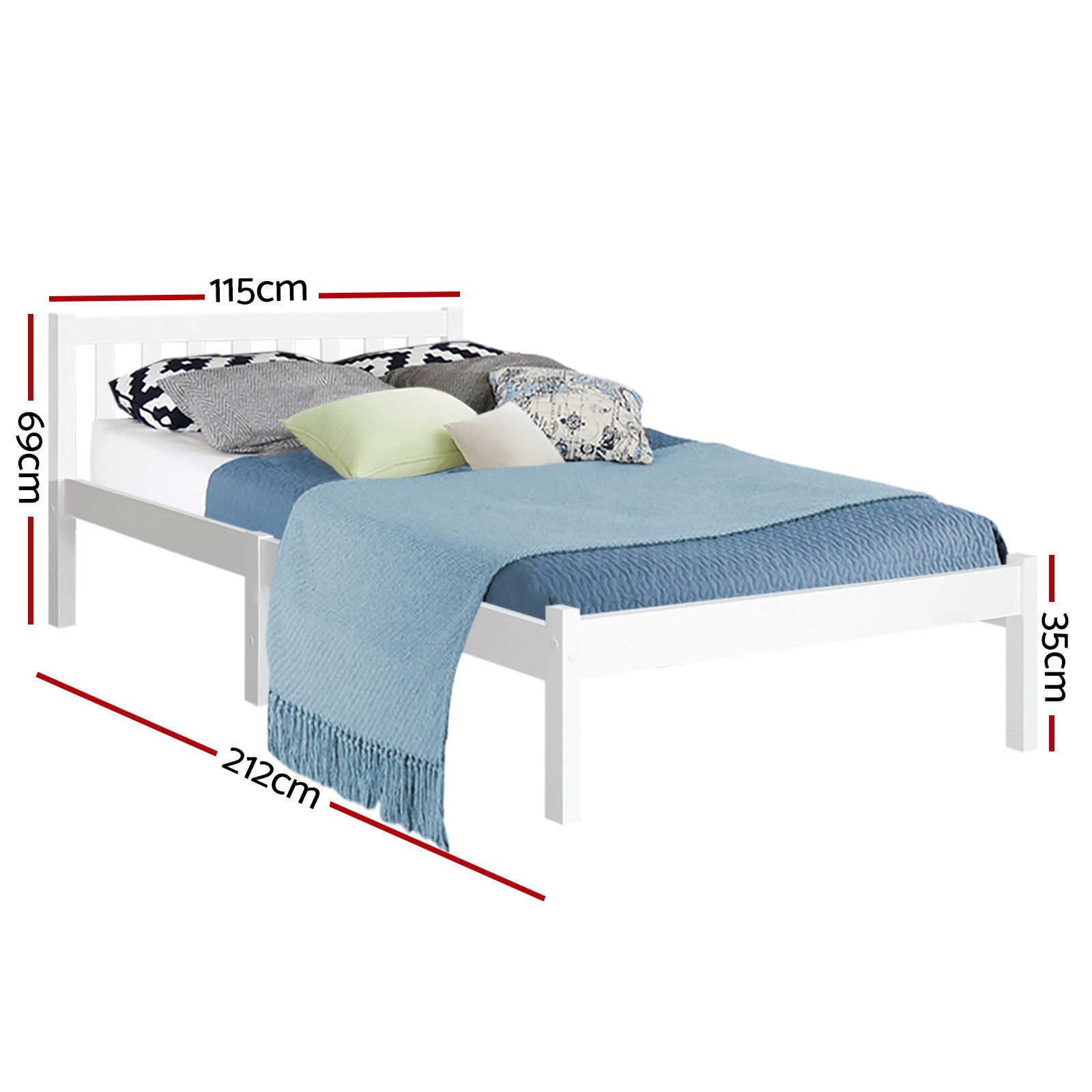 Artiss Bed Frame King Single Size Wooden White SOFIE - TRENDZ