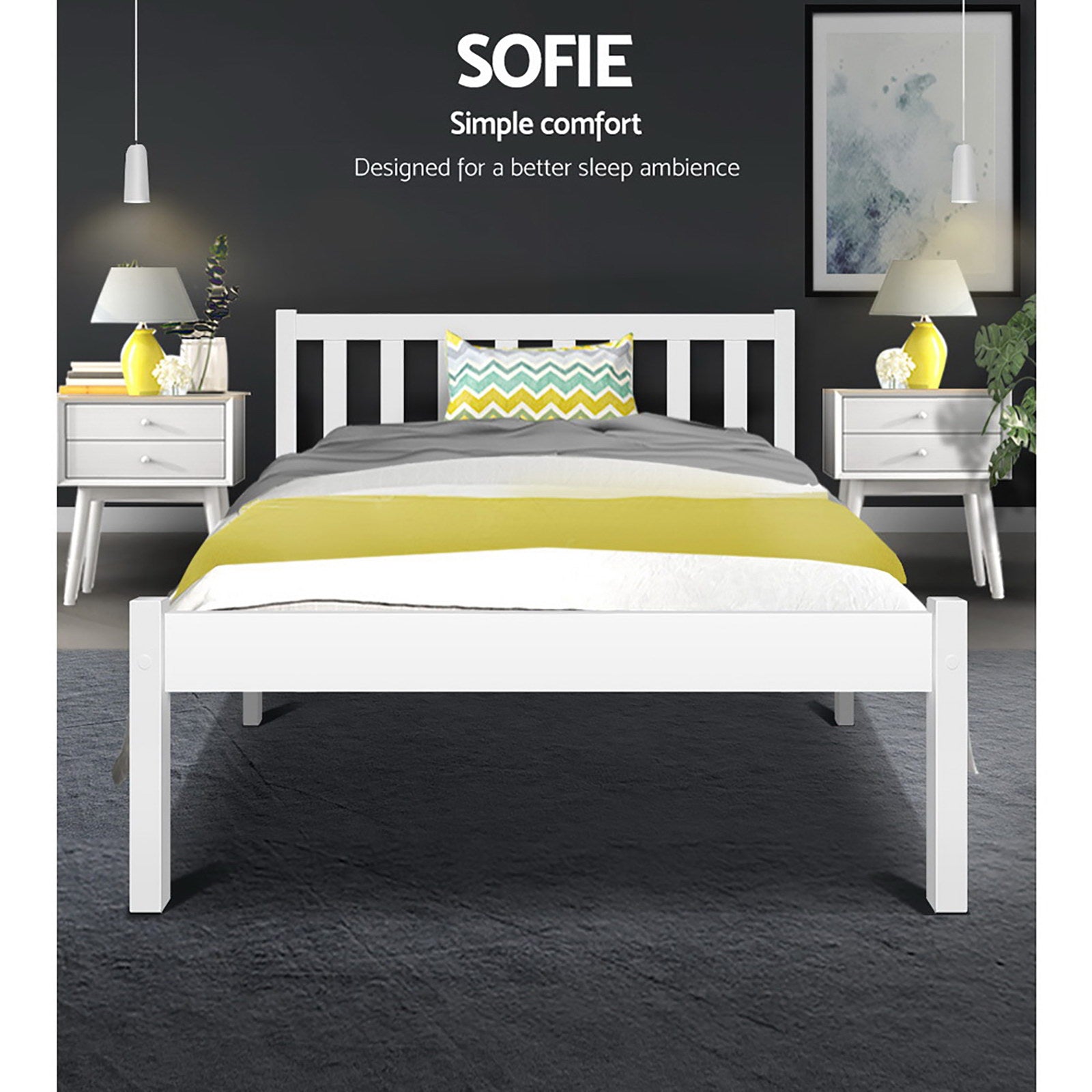Artiss Bed Frame King Single Size Wooden White SOFIE - TRENDZ