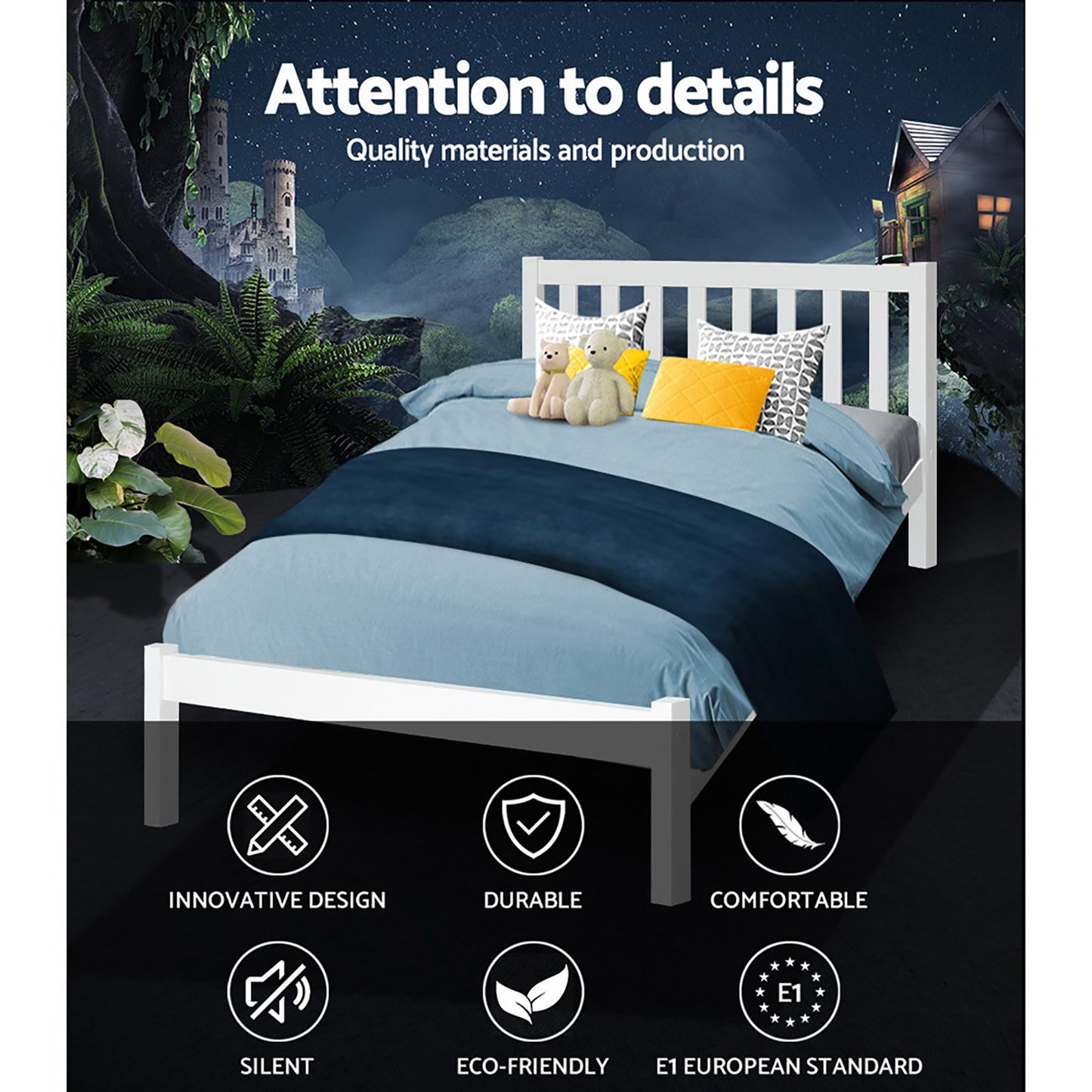 Artiss Bed Frame King Single Size Wooden White SOFIE - TRENDZ