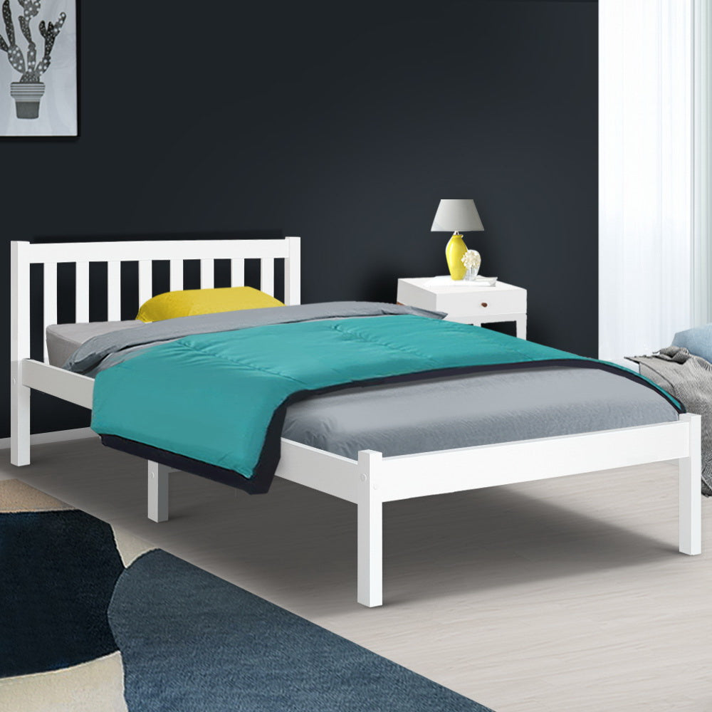 Artiss Bed Frame King Single Size Wooden White SOFIE - TRENDZ